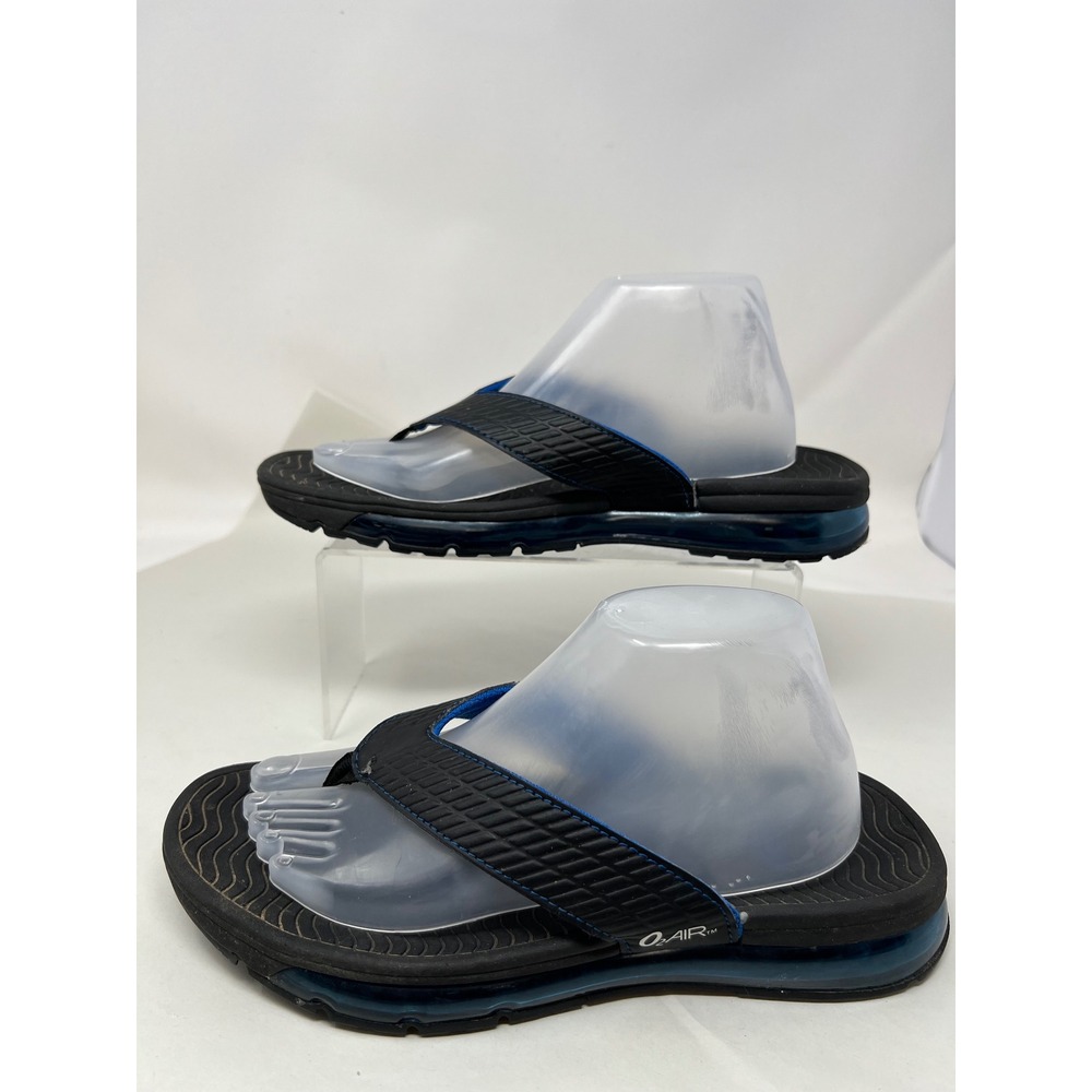 Athletic Works O2 Air Sandals Mens Size 9 Black Blue Flip Flop Thong Good